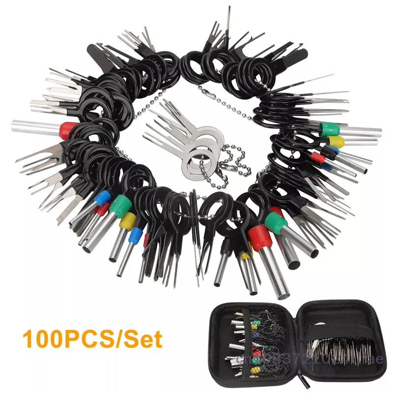 

100 Pcs Car Terminal Removal Repair Tools Electrical Wiring Crimp Connector Pin Extractor Kit Keys Automotive Plug Pullers