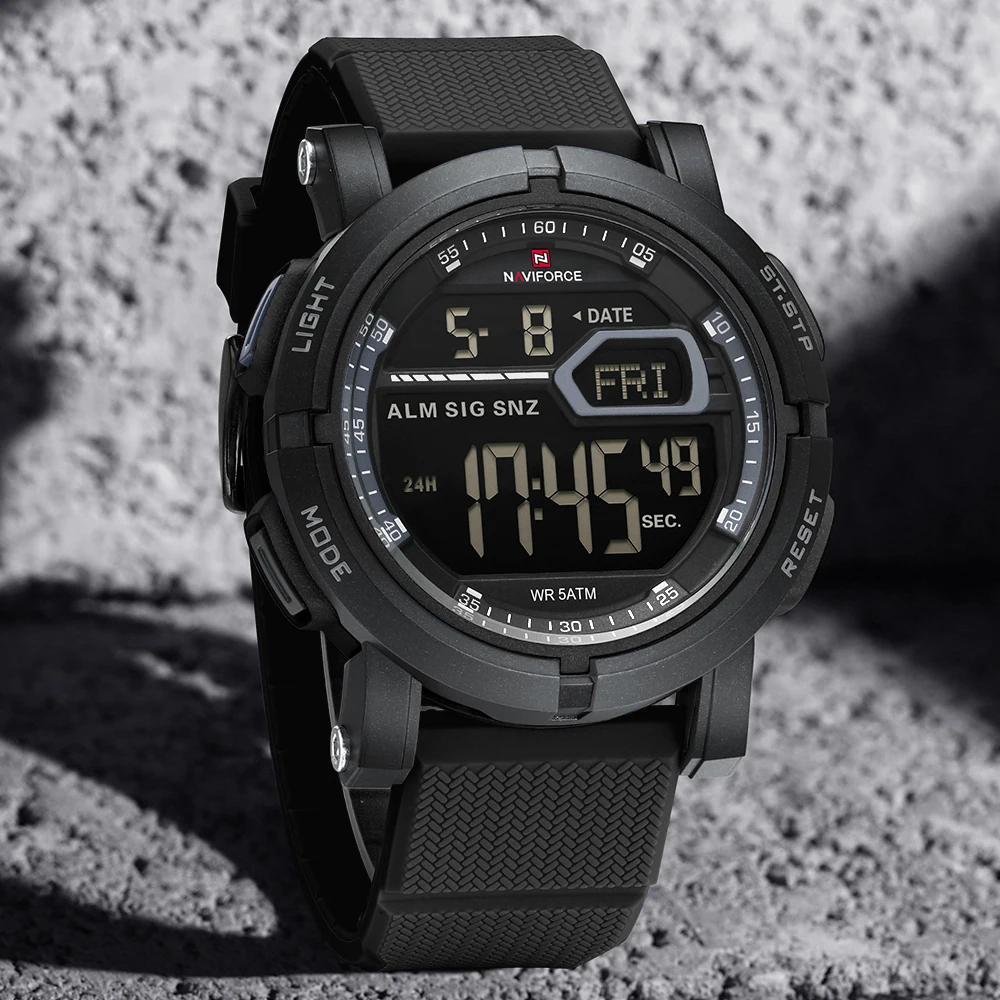 NAVIFORCE Top Brand Digital Watches Sports LED Wristwatches Men's 50m Waterproof Watch Digital Light Stopwatch Watch for Men