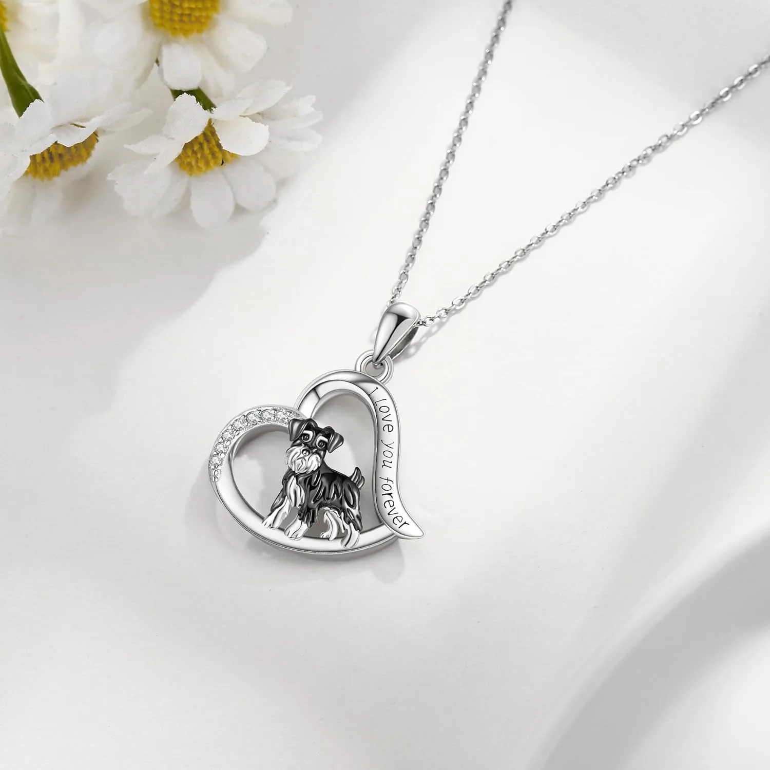 1Pc Exquisite Heart Shaped Schnauzer Necklace for Women Fashion Pet Dog Jewelry Accessories Perfect Holiday Gift for Dog Lovers