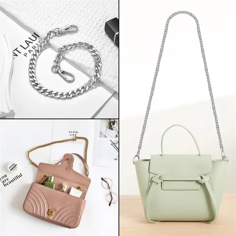 40cm/120cm Metal Aluminum Bag Chain Replacement Parts Accessories For Hand-Woven Shoulder Handbag DIY Handmade Detachable Straps