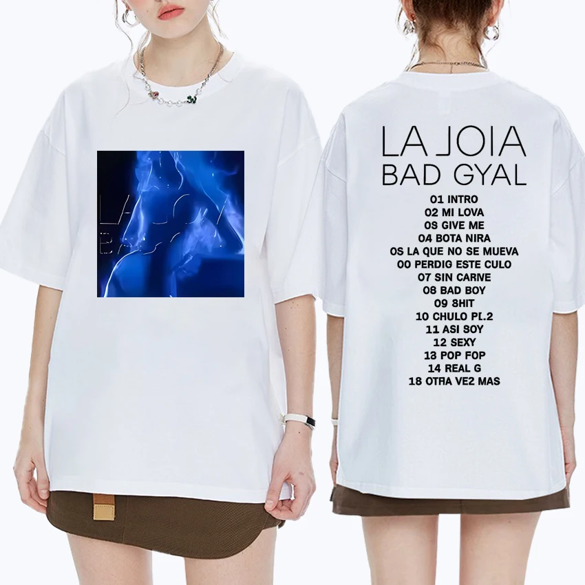 

Hot Rapper Bad Gyal 2025 New Album Double Sided printed T shirt Men Women Fashion Y2k short sleeve T-shirts Unisex Cotton Tops