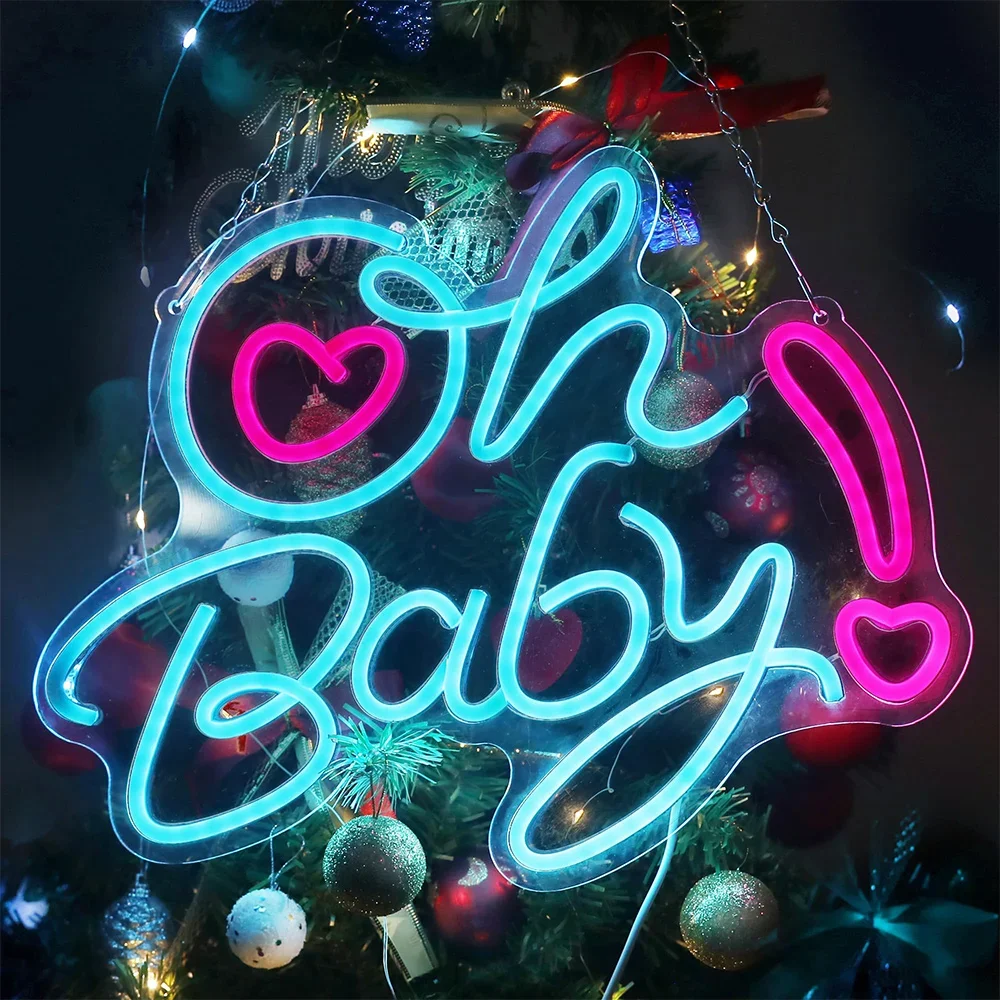 Oh Baby Neon Sign with USB Powered Switch Written Letter Neon Decor for Baby Room Bedroom Hotel Wedding Bar Birthday Party