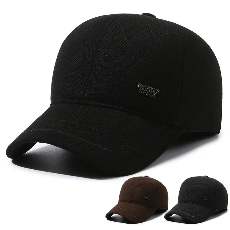 Boné de beisebol grosso e quente masculino, viseiras esportivas masculinas, chapéu pai snapback, outono, inverno, novo