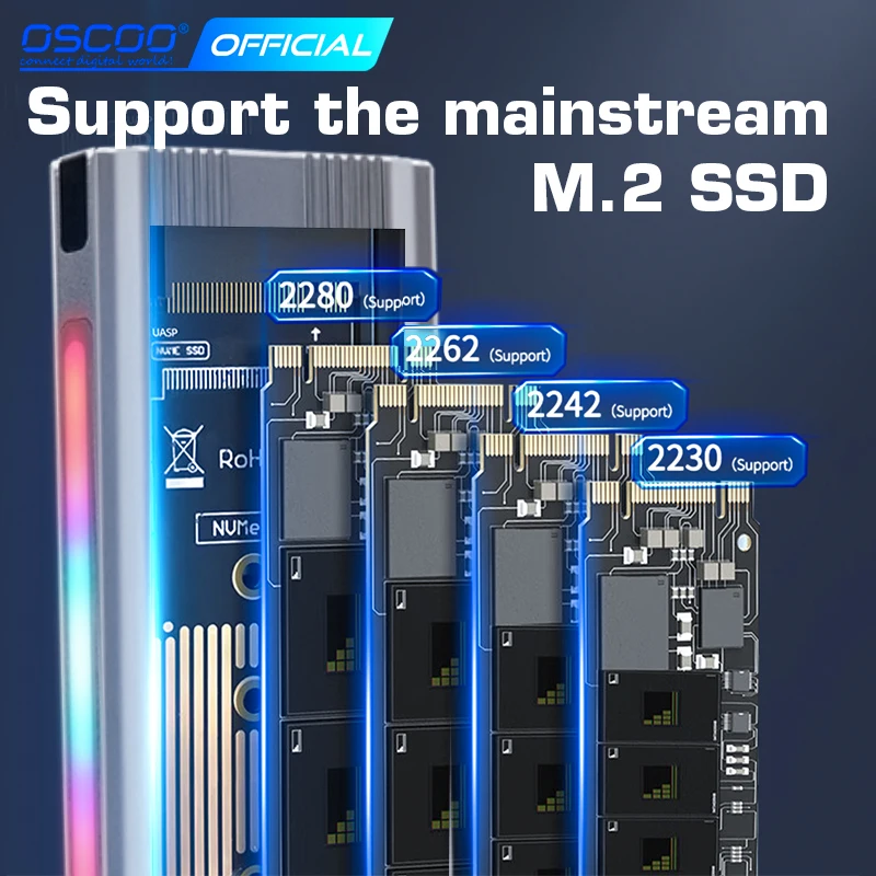 Caja de aluminio m.2 nvme ssd Sata tipo C a USB3.1 USB3.0 10Gbps portátil rápido para caja de disco duro externo para ordenador portátil