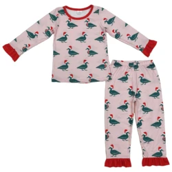 Wholesale Baby Girl Long Sleeves Christmas Set  Kids Duck Shirt Pants Toddler Outfit Nightwear Children Pajamas RTS Sleepwear