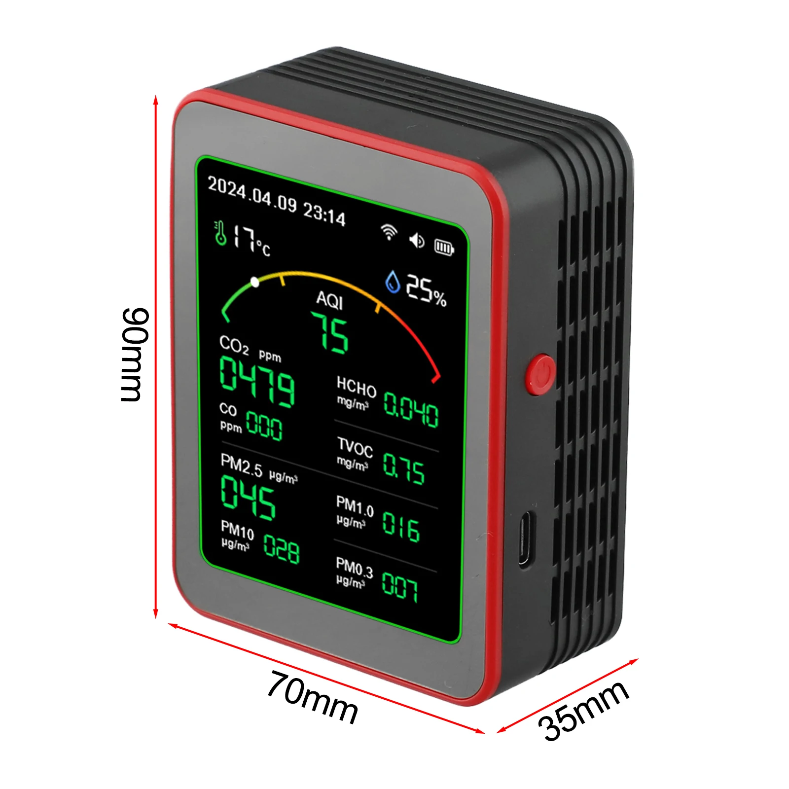 1pc Air Quality Monitor 15-in-1 Intelligent Air Quality Tester Real Time Display AQI Carbon Dioxide Particulate Matter Tester