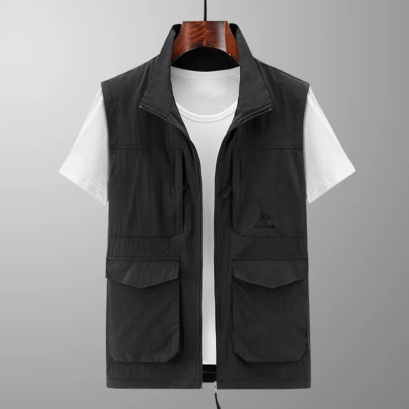 

Spring And Summer Stand-up Collar Vest Men's Multi-pocket Photographer Fishing Quick-drying Vest Loose Vest