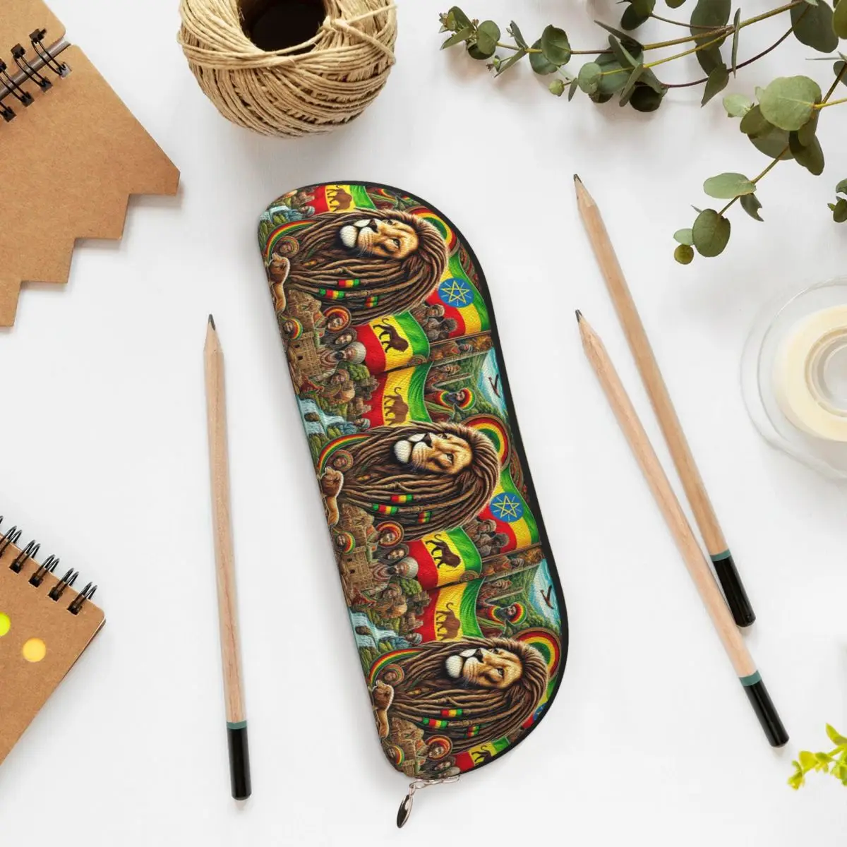 Rastafarian Amaiquina Reggae Rasta Lion Street Skullies 연필 케이스 펜 홀더 보관 문구 용품 펜 상자 연필 가방