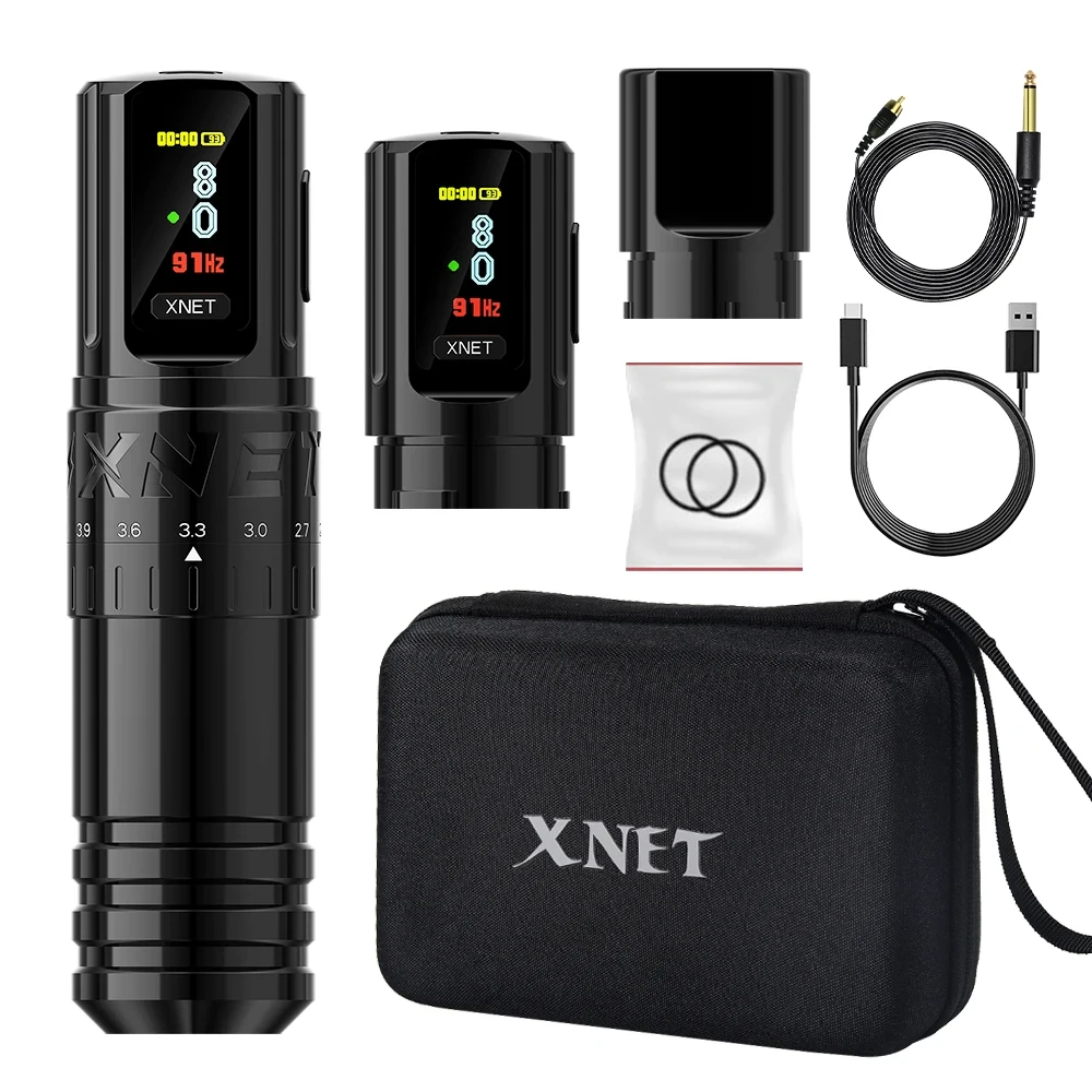 XNET Vipera Professional Powerful Motor 2.4-4.2mm Adjustable Stroke Wireless Tattoo Pen Machine with Double Battery for Artists