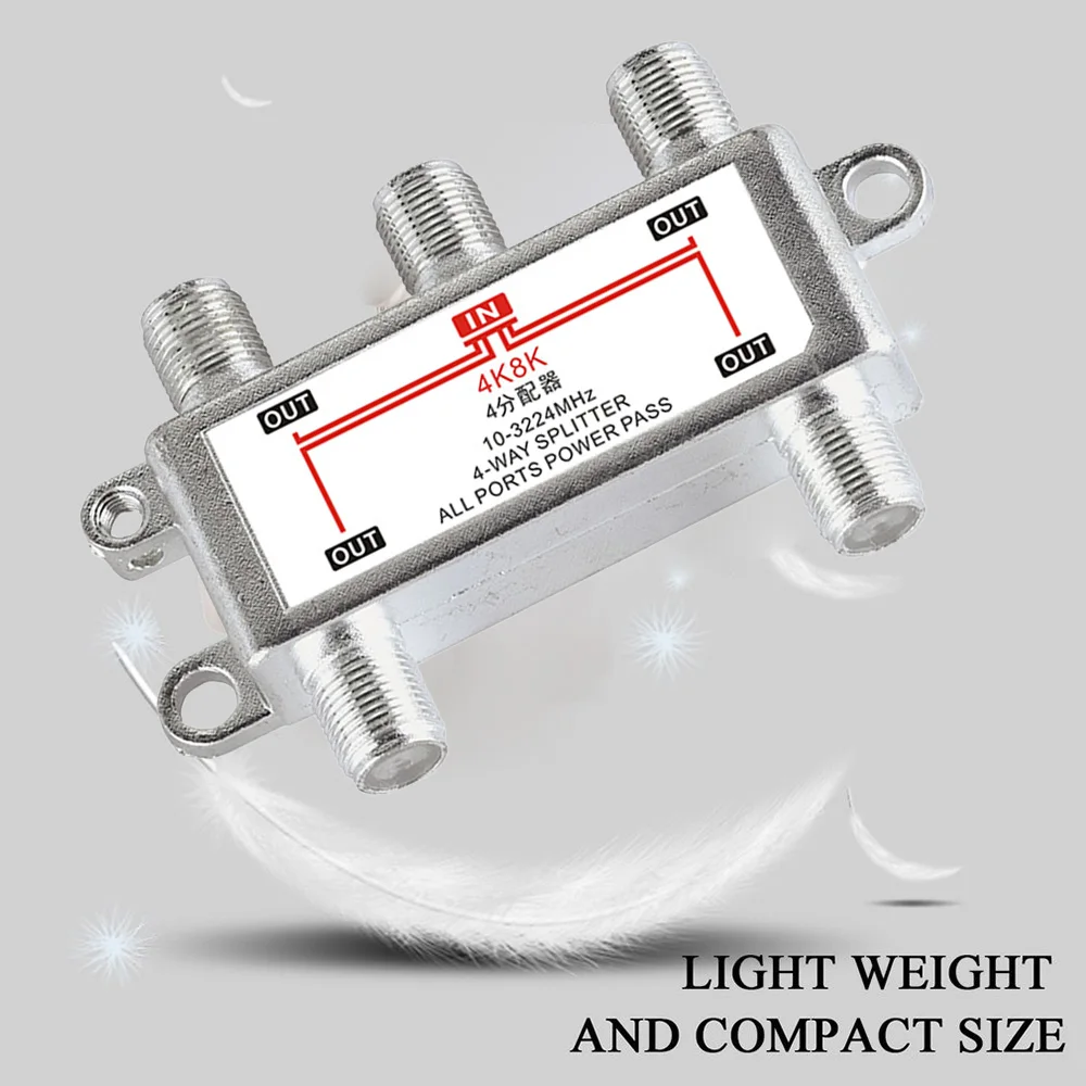 10-3224MHz 4 Way Satellite Antenna Cable TV  Distributor 4K8K F Type SP-04 Splitter TV Equipments Signal Receiver for SATV/CATV