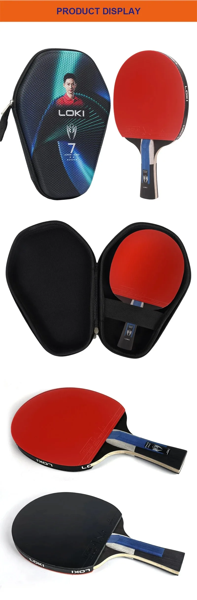 LOKI KIRIN K7 FL Tischtennisschläger aus Kohlefaser Vorgefertigter Ping-Pong-Schläger mit RXTON 3 Pips-in Gummi ITTF-Zertifiziert – Detail 7