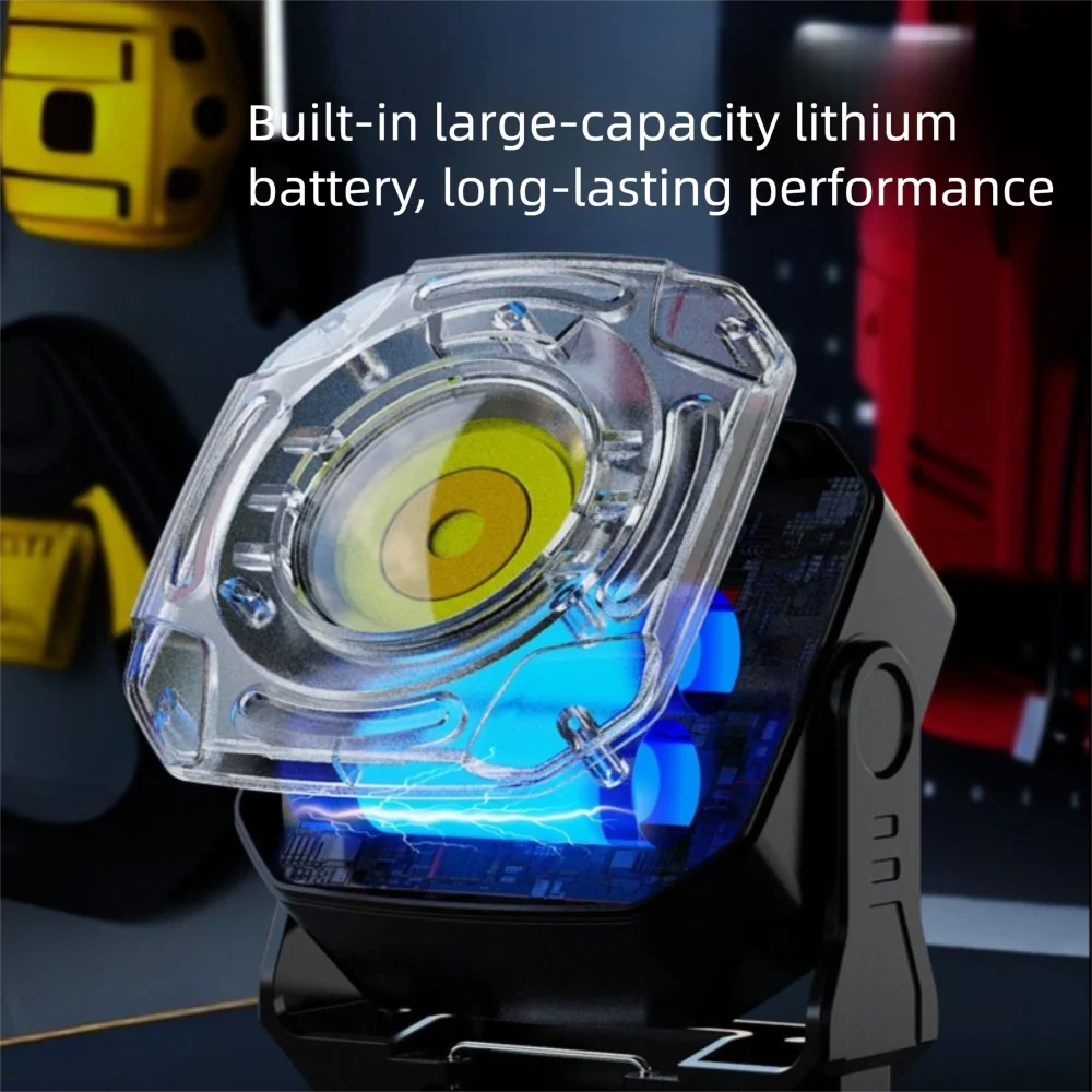 

With Magnet And Hook Camping Flashlight Dual Switch Control Infinitely Dimmable Keychain Work Light Usb Charging COB