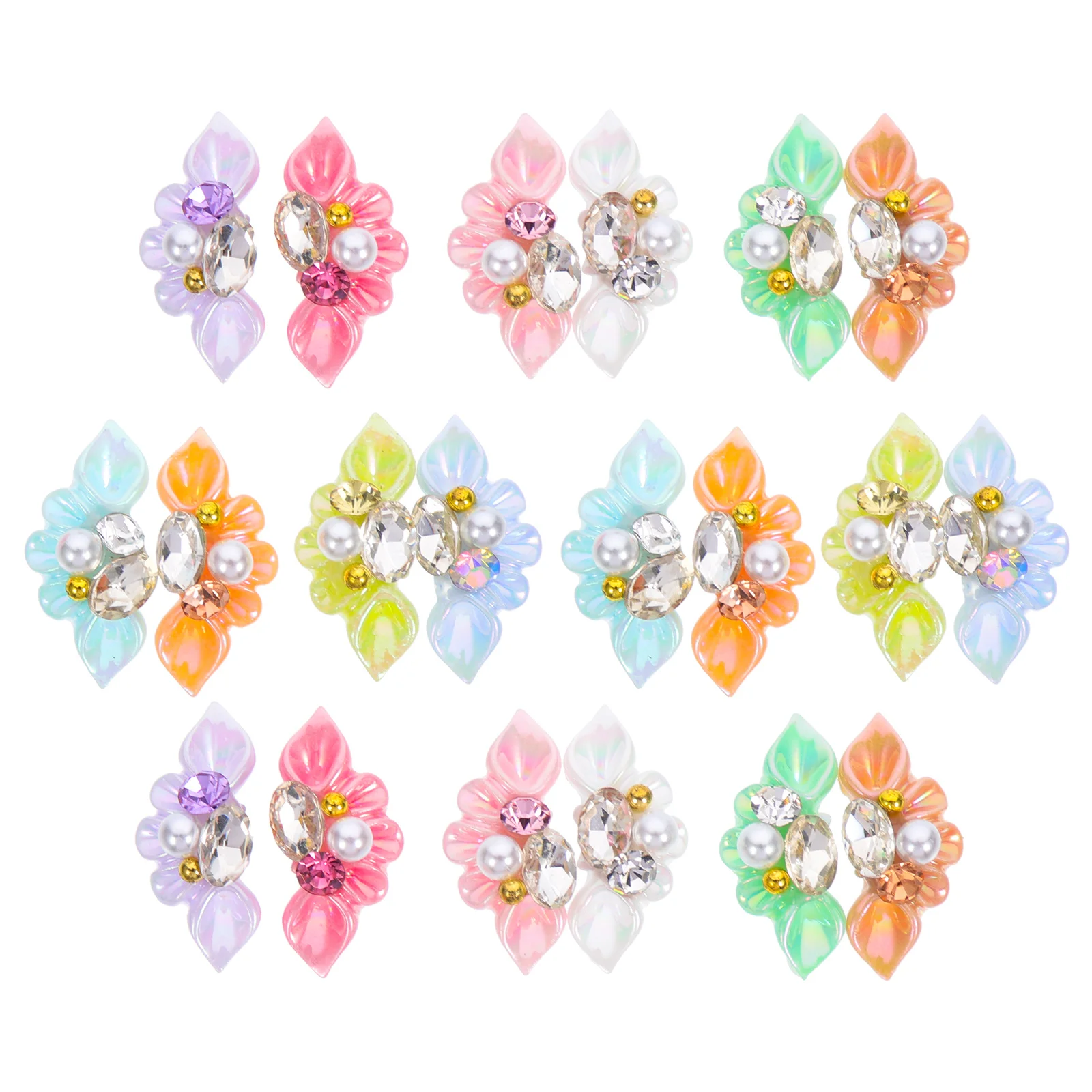 20 個ネイルアート用品フラワーラインストーン真珠魅力的な DIY デコレーションネイルアート用品ネイル用ラインストーン