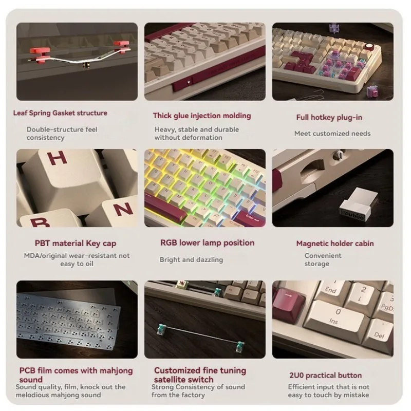 B98 Tri-Mode Mechanical Keyboard Custom Bluetooth 2.4G Wireless RGB Hot Swap Gasket Keyboard Gaming Office Mechanical Keyboards
