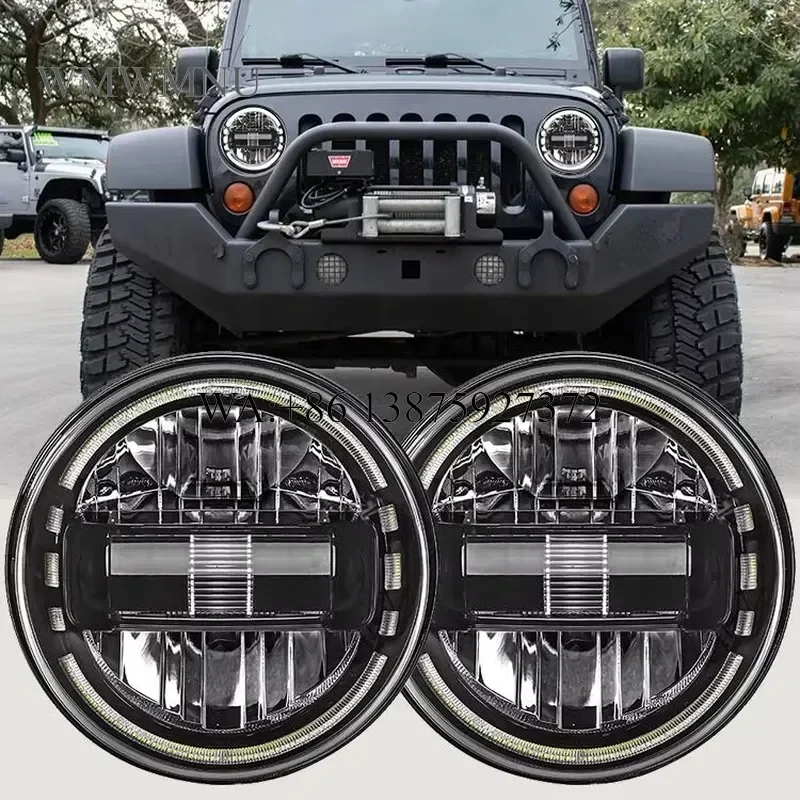 Wmwmnu 7 Inch LED Headlight DOT Approved Hi Lo Beam for JK CJ TJ 1997-2018 Halo DRL Round Headlamp for Hummer
