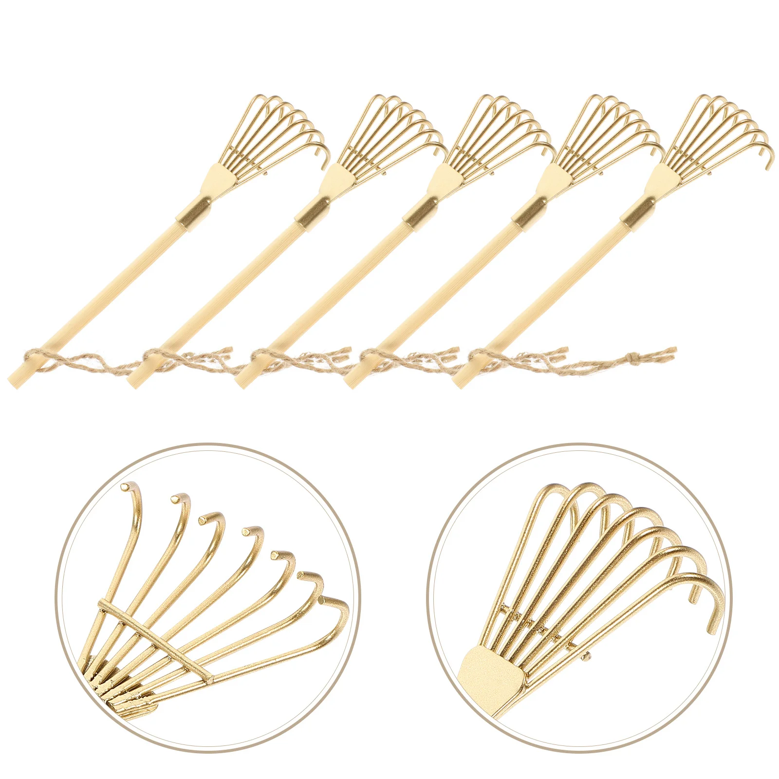 

5pcs Miniature Iron Rakes Incense Ash Tools Small Gardening Tool For Sand Table Bonsai Transplanting Sandbox Accessory
