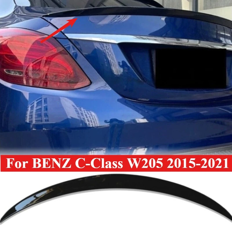 

For BENZ C-Class W205 2015-2021 4D Sedan Trunk Lip Spoiler Gloss Black ABS Plastic OEM Style Rear Styling Upgrade Accessories
