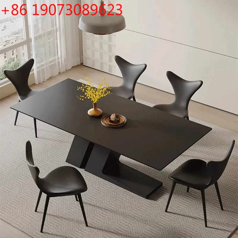 

Rock slab light luxury modern simple household small apartment simple living room dining table rectangular dining table