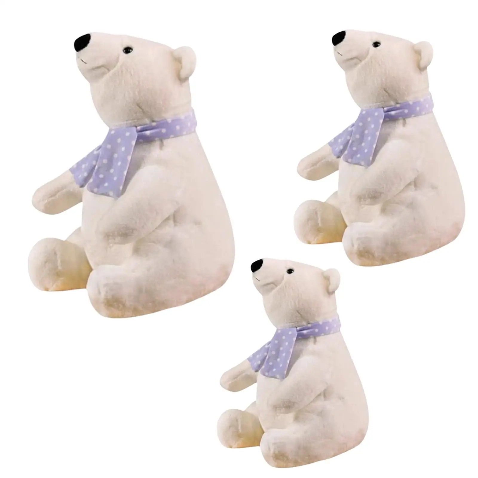 Ice Bear Plush Toy Stuffed Animal Toy Huggable Adorable Plushie White Polar Bear Plush Doll for Wedding Car Mother Day Sofa