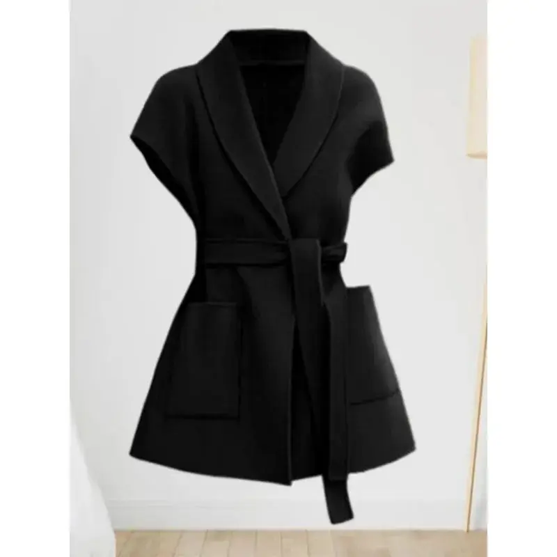 

Fashion Wool Vest for Women Autumn and Winter Double-Sided Wool Mid-length Waistcoat Coat Elegant Female Horse Clip Tops Jacket