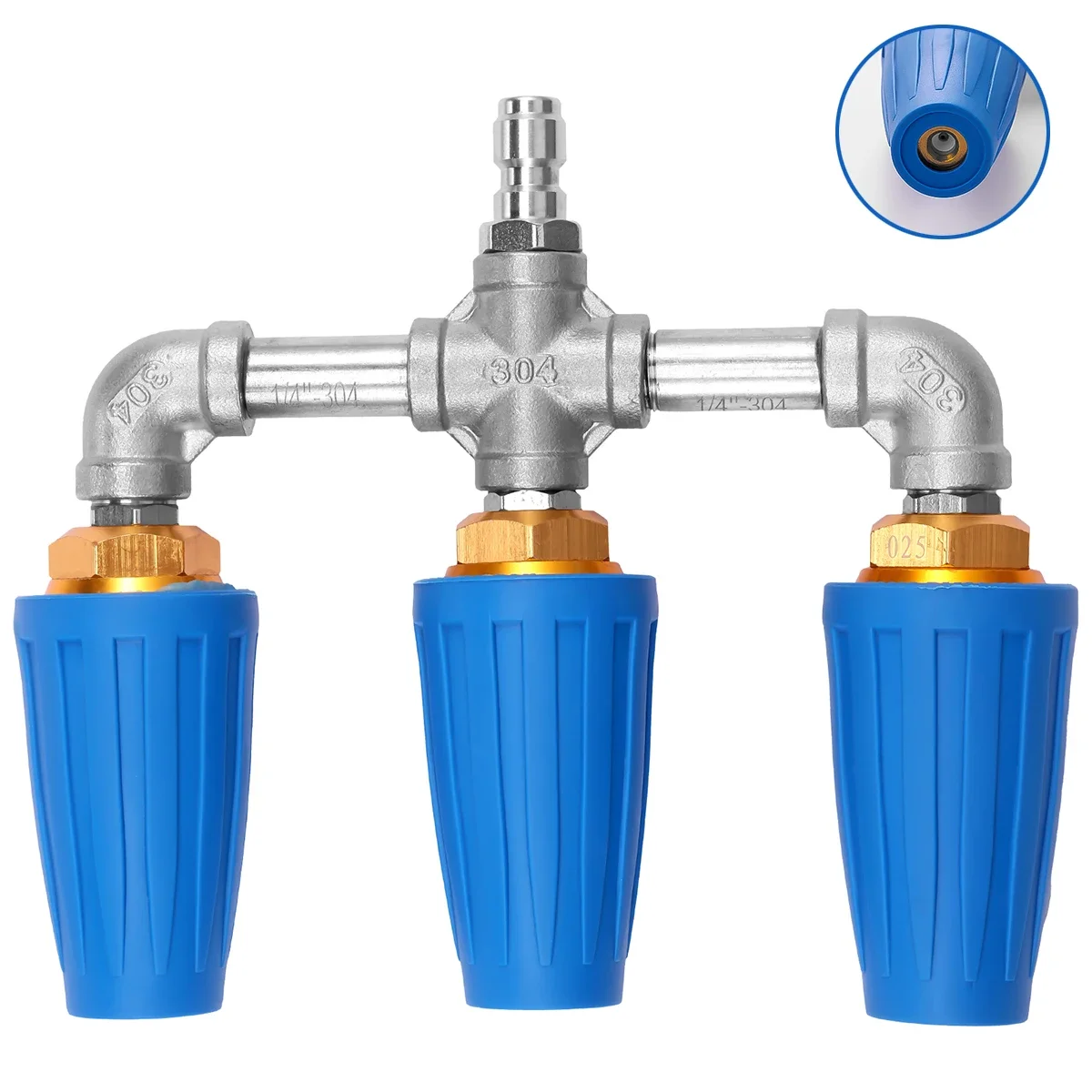 

Pressure Washer Triple Turbine Nozzle 360° Rotating Turbo Nozzle Sprayer 4000 PSI With 1/4" Quick Connector