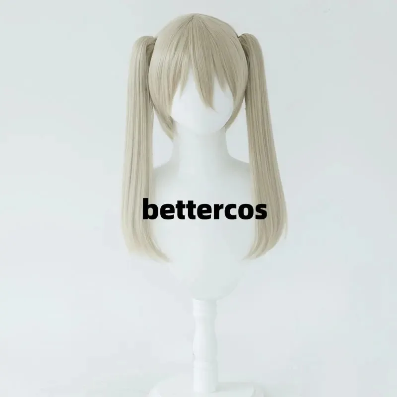Pelucas de Anime Maka Albarn, cola de caballo de doble Clip de lino, pelo sintético resistente al calor, Cosplay + gorro de peluca