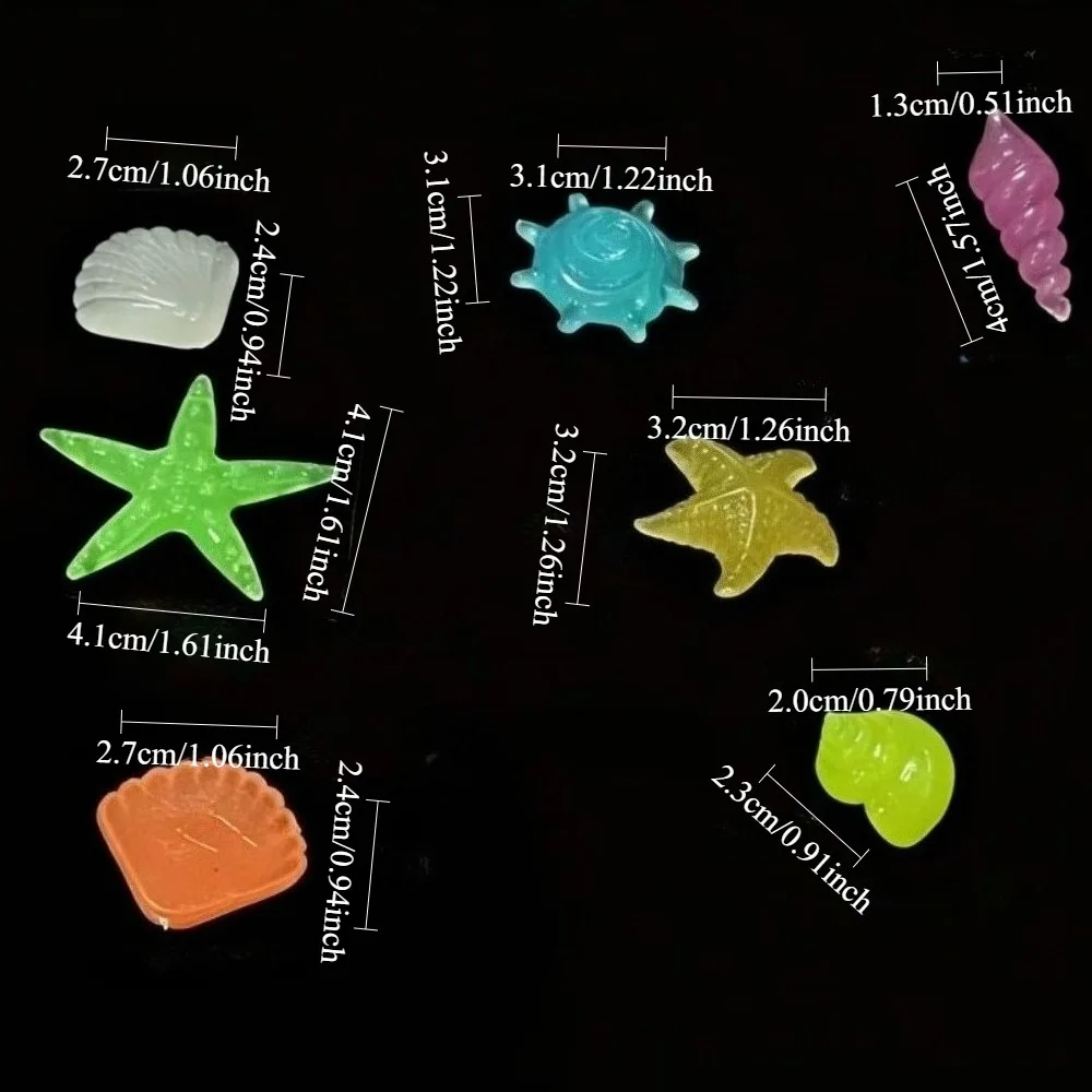 Glowing Luminous Ocean Stones Fluorescent Conch Shells Colorful Starfish for Aquarium Fish Tank Landscaping Decor Glow in The