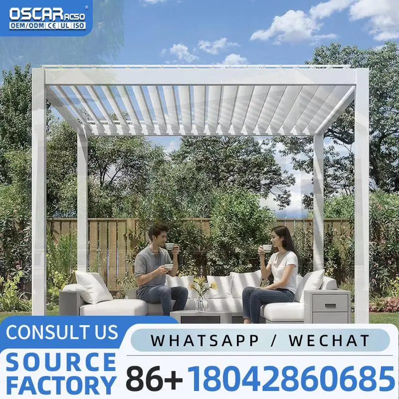 Modern Bioclimatic Custom Aluminium 6x4 Manual Remote Controlled Sun Shade Outdoor Structure for Garden Patio Backyard pergola