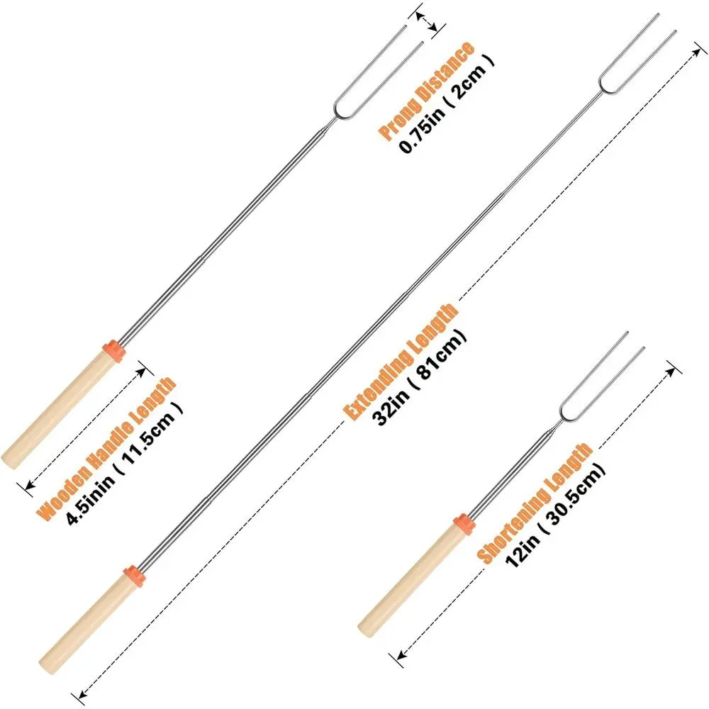 32 Inch Long Reusable Campfire Skewers - 5 Pack for Marshmallows, Hot Dogs, and More