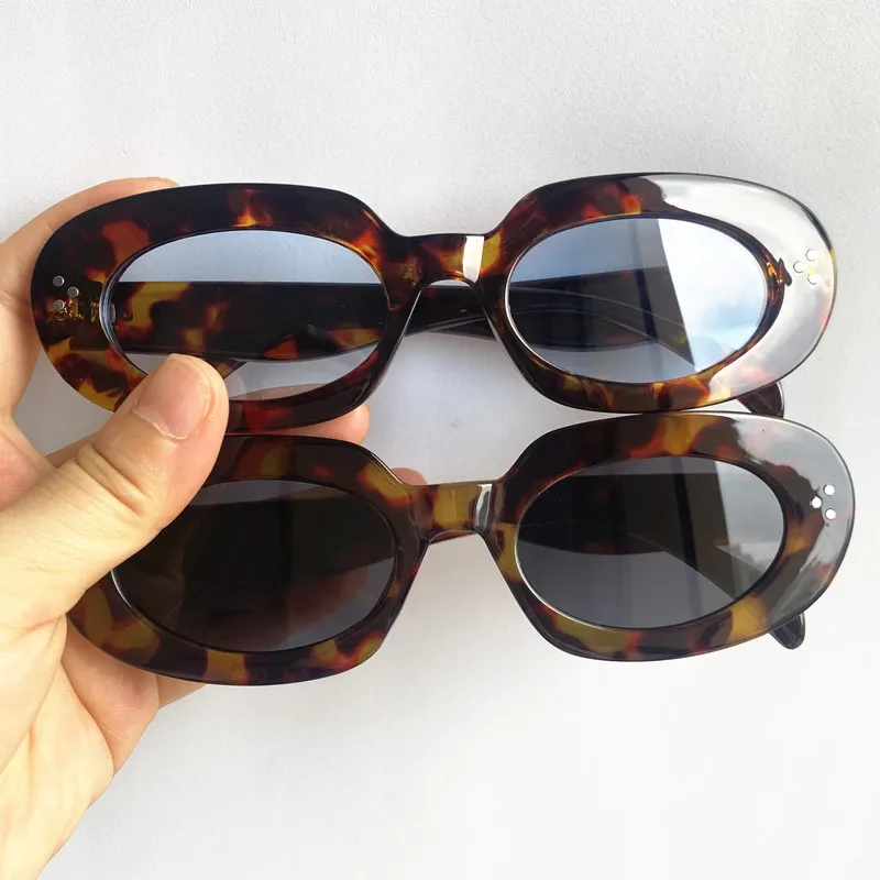 

Fashion Sun Glasses Anti-UV Spectacles Oval Eyeglasses Simplity Rice Nails Ornamental Retro Overszie Frame Sunglasses