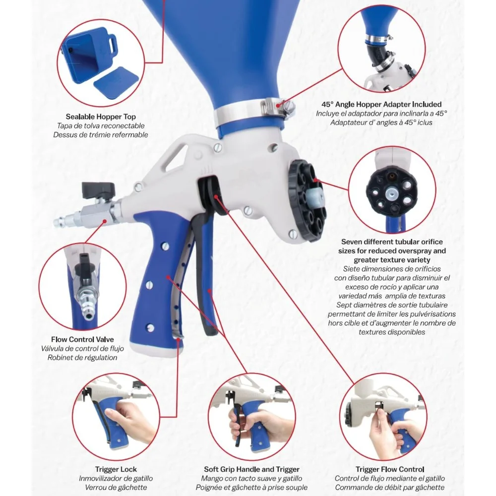 أدوات وتحسين المنزل مسدس هوبر مع قادوس 2 جالون قبضة ناعمة الزناد قابل للتعديل 45 درجة زاوية محول