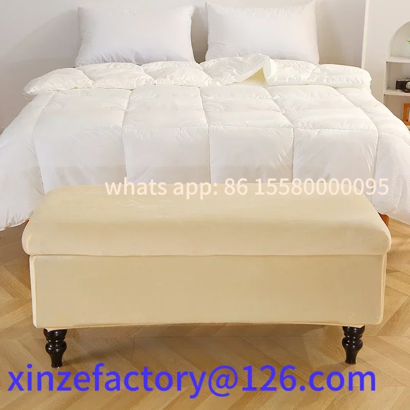 Customizable Velvet Storage Ottoman Long Piano Bench Stool Cover Stretch Rectangular Foldable Footstool