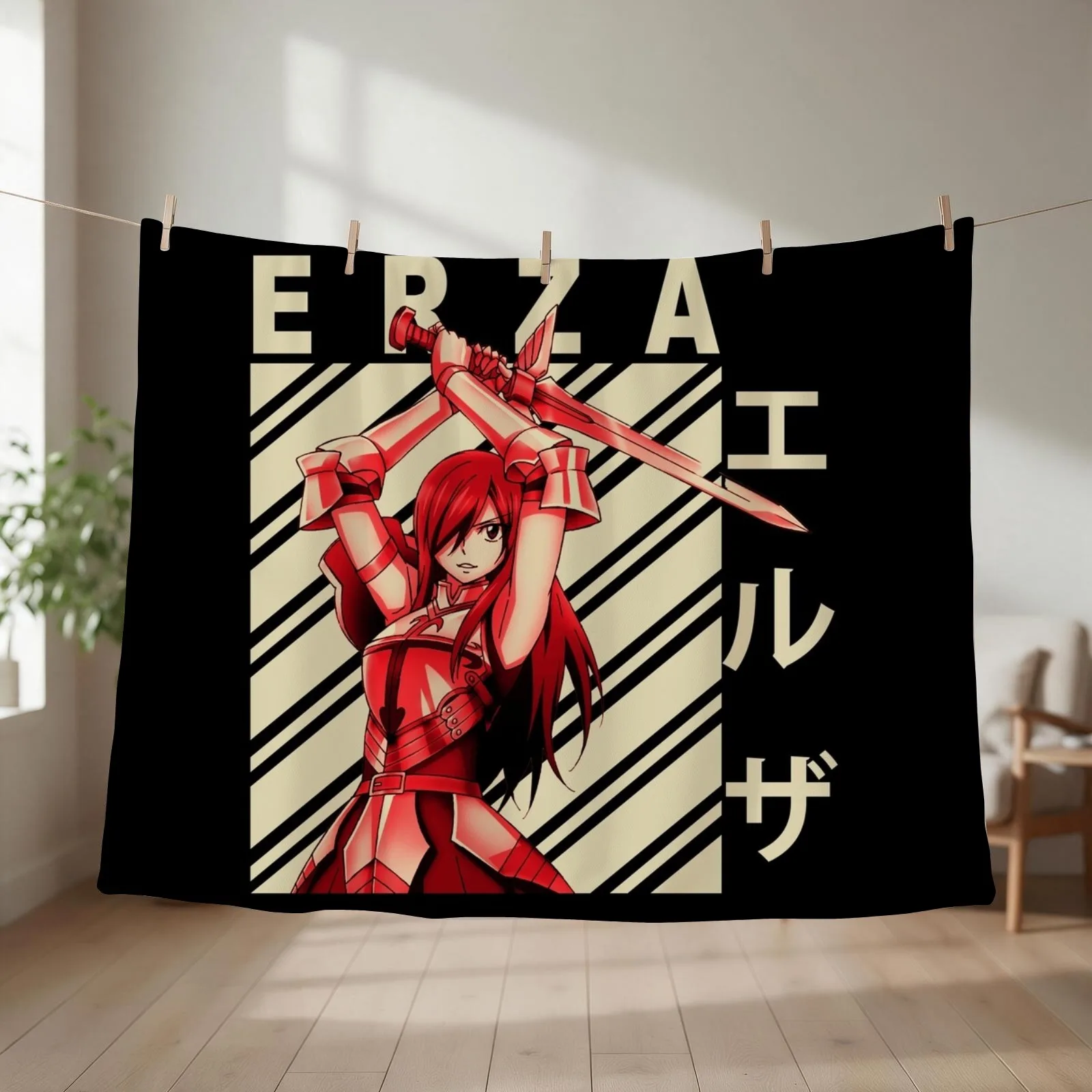 Erza Scarlet - Vintage Art Throw Blanket couch cozy soft plush fuzzy picnic outdoor blanket