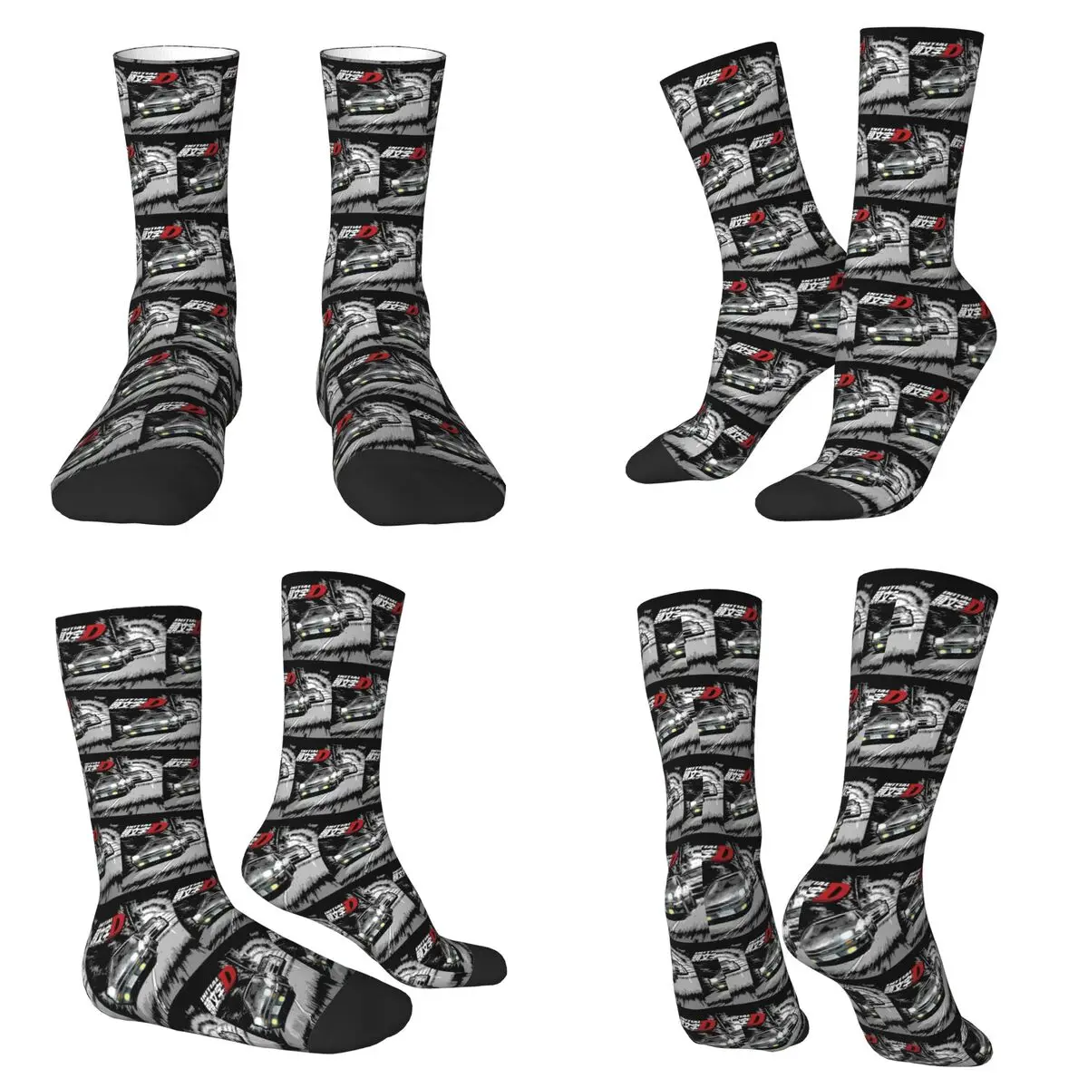 Initial D - Mountain Drift Racing AE86 Socks Harajuku High Quality Stockings All Season Long Socks for Unisex Valentine's Day