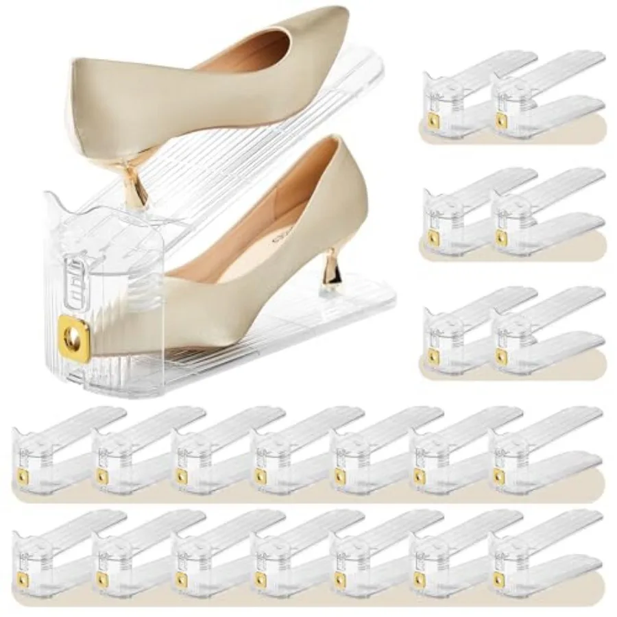 

Shoe Slots OrganizerAdjustable Shoe Stackers for a Pair of Shoes Double Deck Shoe Rack Holder for Closet
