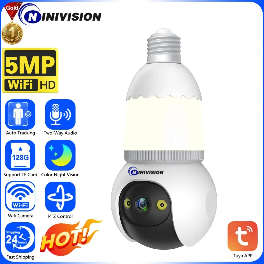 

IP Camera 5MP E27 Luminous Bulb Full Color Wifi Indoor Mini Tuya Smart Home Surveillance Camera Security Baby Monitor Video
