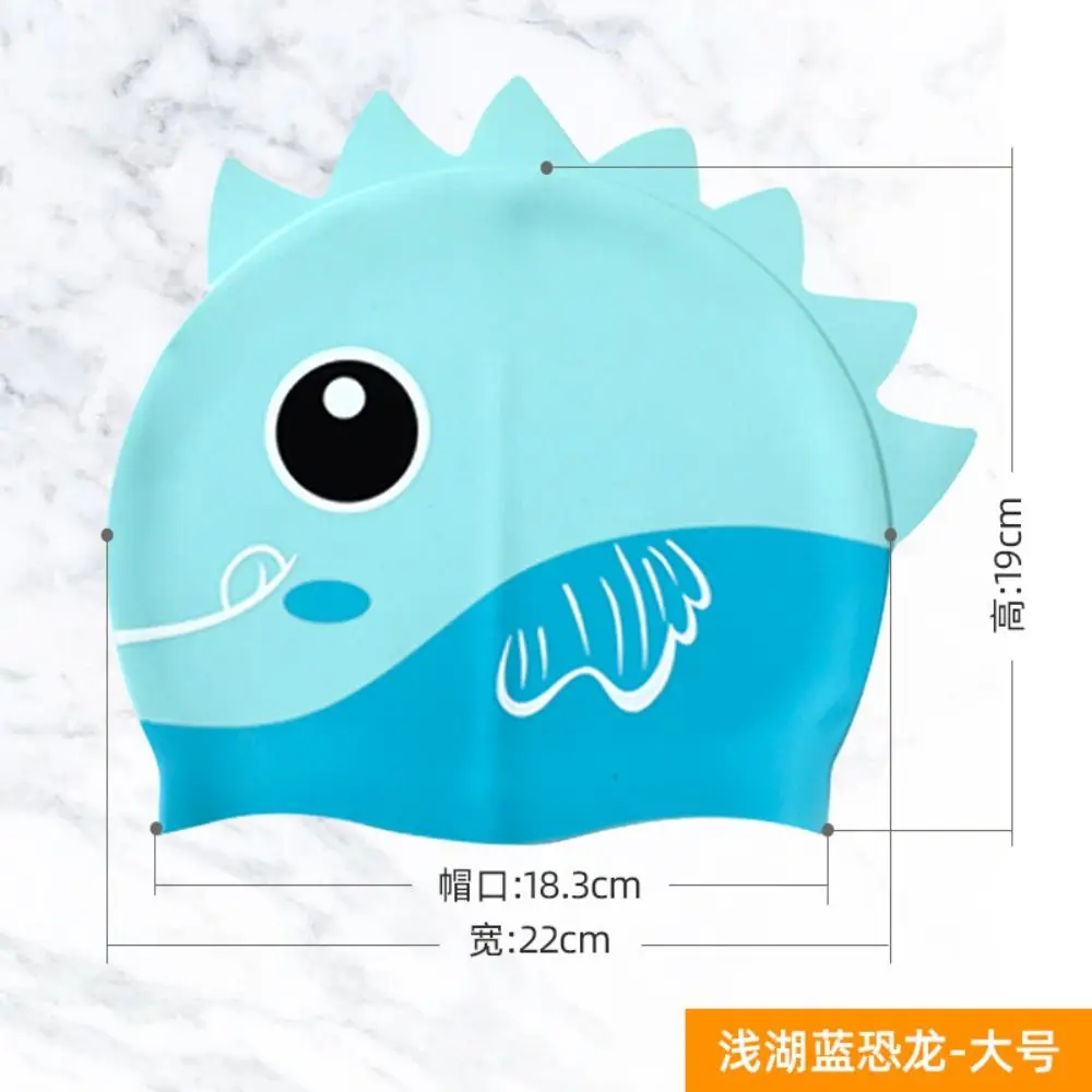 Silicone Material For Long Hair Protect Ears Dinosaur Cartoon Pattern Elastic Hat Swimming Hat Swim Pool Hat Swimming Cap