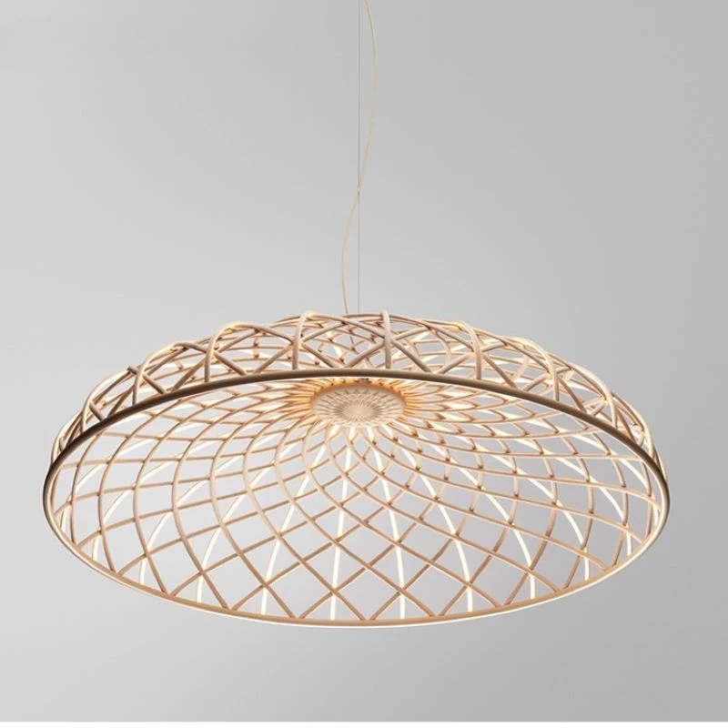 Modern Trançado Rope Round Chandelier, Mesh LED Pendurado Lâmpada para Sala de Estar, Sala de Jantar, Quarto, Pingente Iluminação Lampara, Home Decor