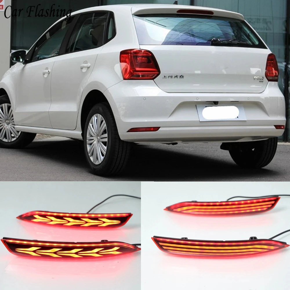 

2 шт. для Volkswagen Vw Polo 2014 2015 2016 2017 2018 светодиодный отражатель задний противотуманный фонарь бампер стоп-сигнал указатель поворота
