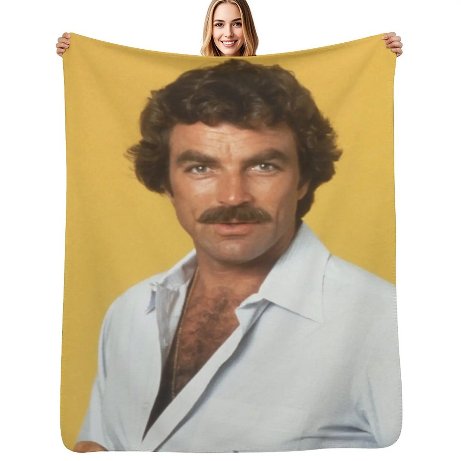 

Tom Selleck Throw Blanket Anti Shedding Soft Fuzzy Blanket for Home