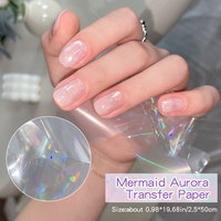 10Rolls  Iridescent Mermaid Aurora Nail Transfer Paper 50x4cm Nail Art Foil  Adhesive Nail art Decoration DIY Nail Supplies