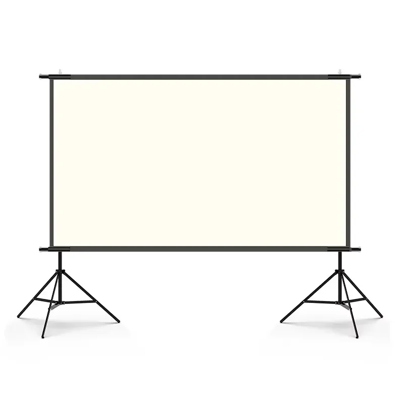 Portable 4K Projector Screen 16:9 White Grid Light Proof Fiberglass Double Stand Outdoor Mobile Tripod High Definition