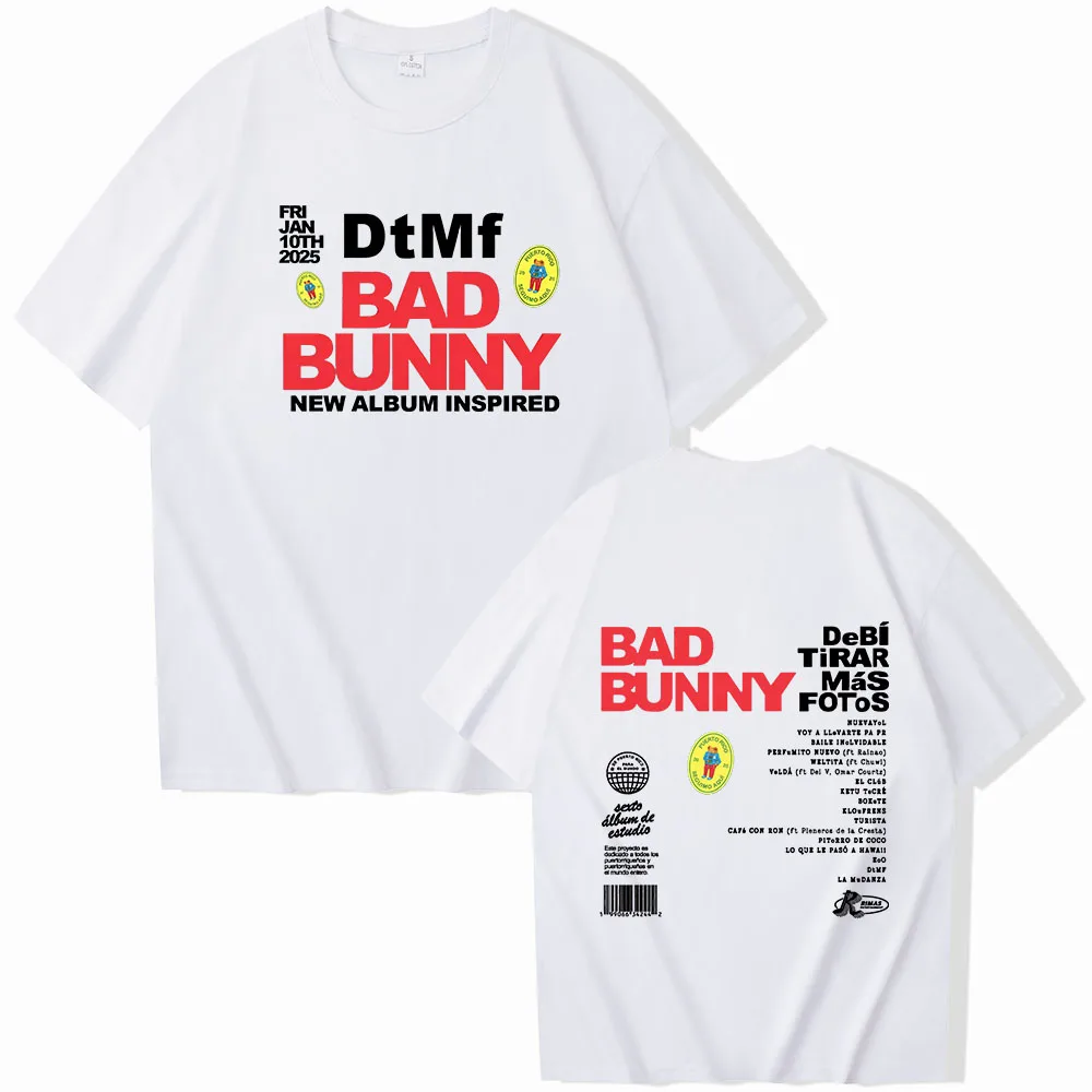 Bad Bunny Debi Tirar Mas Fotos Short Sleeve T-shirt Harajuku O-neck Summer Casual Shirt Music Fans Gift Tops