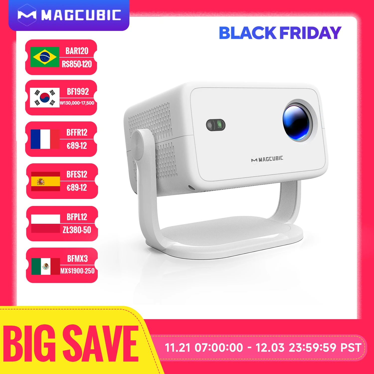 Magcubic Native 1080P 650ANSI 4K Android11 L018 Projector With Auto Keystone Correction Focus Wifi6 BT5.2 Portable Movie Outdoor