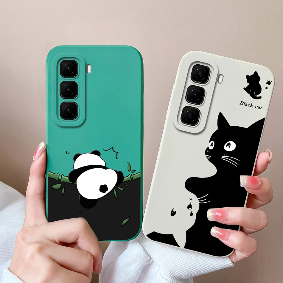 For infinix Hot 50 Pro Plus 50i Phone Case Lovely Cat Bumper For infinix Hot50 4G 5G Soft Liquid Silicone Anti Drop Back Cover