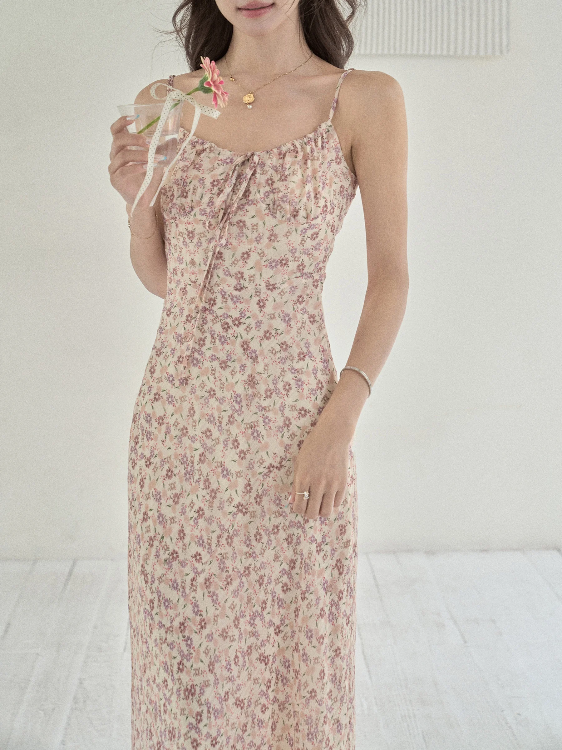 Floral Print Strapless Dress Summer Vacation Elegant Waist-Cinching Sleeveless Long Dress Women's Casual Style City Com...