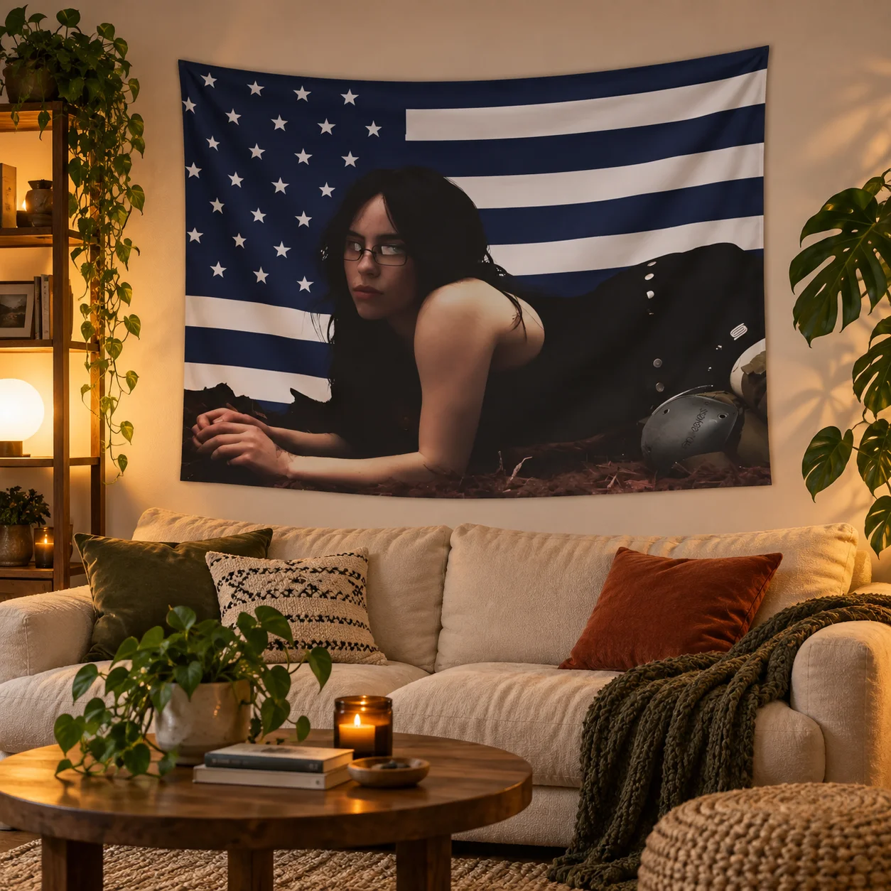 Modern Pop Star Wall Tapestry, Decorative Wall Hanging Blanket, Aesthetic Wall Decor for Bedroom Living Room, American Pop Fan