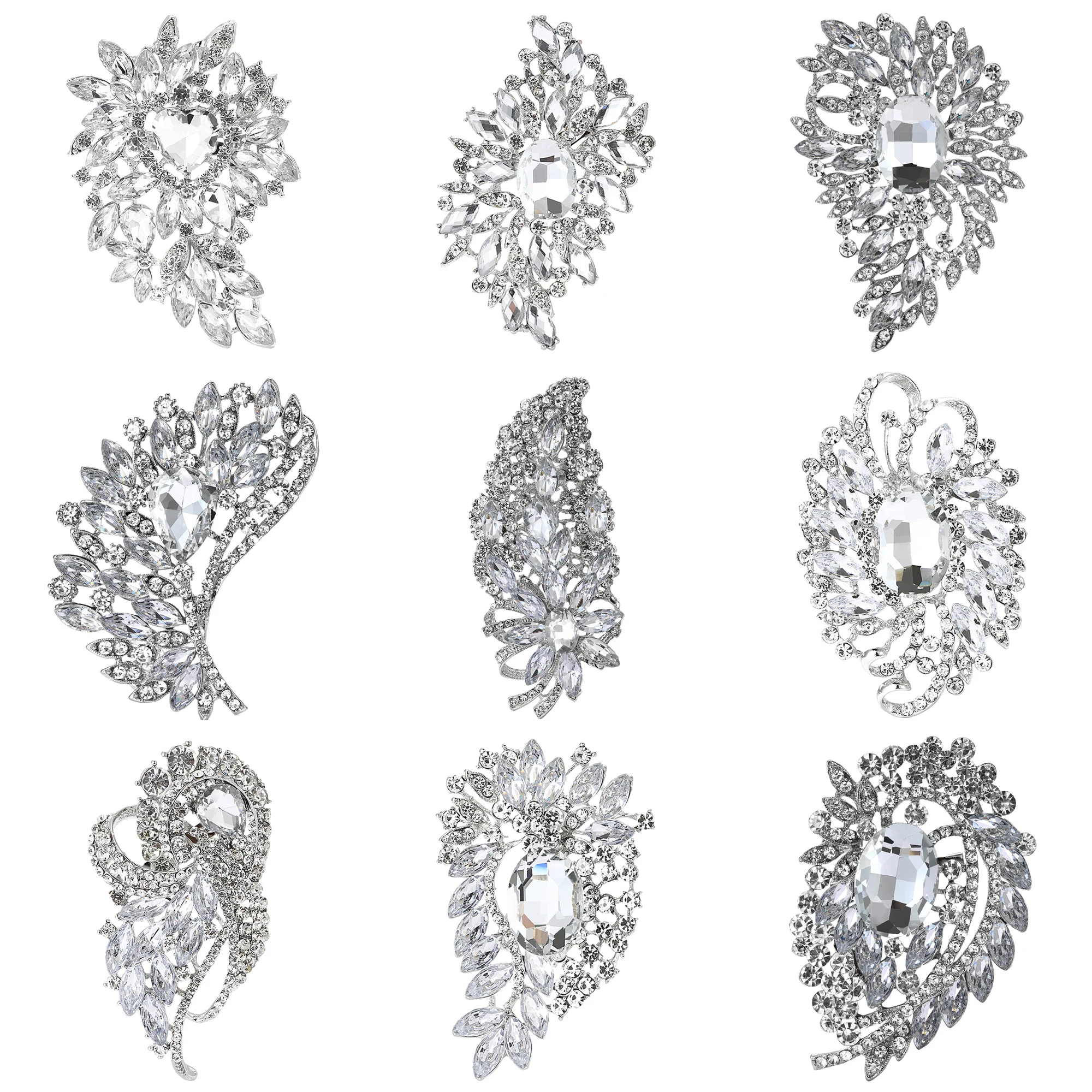 

Luxury Rhinestone Brooches for Women Unisex Large Glass Pins Office Party Friend New Fashion Gifts Jewelry Wedding Accessories