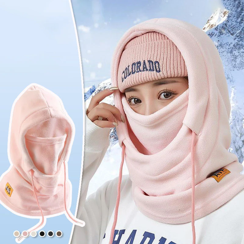 Thickened Warm 4 In 1 Plush Baseball Cap Wearable Blanket Winter Ski Windproof Cap Outdoor Cycling Hooded Neck Warmer Sleeve