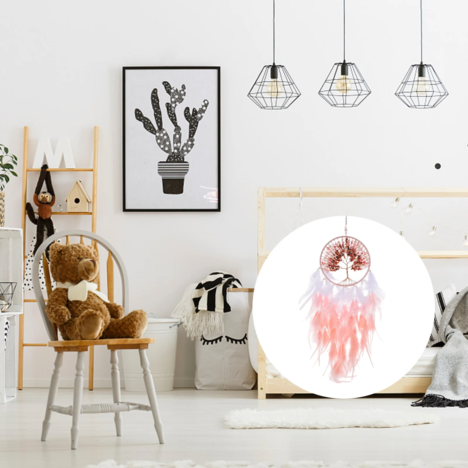 

1pc Life Tree Dream Catcher Pink Hanging Wall Art Romantic Home Decor Garden Decoration Car Pendant Birthday Present